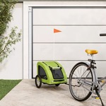 vidaXL Prikolica za bicikl za pse zelena od tkanine i željeza