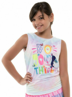 Majica kratkih rukava za djevojčice Lucky in Love Novelty Print Crafty Scribble Tie Back Tank Girls - multicolor