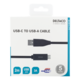 DELTACO USB-C to USB-A cable, 2m, 3A, USB 2.0, black