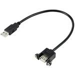 Renkforce USB kabel USB 2.0 USB-A utikač, USB-A utičnica 0.25 m crna za instalaciju, mogućnost vijčanog spajanja RF-5720402