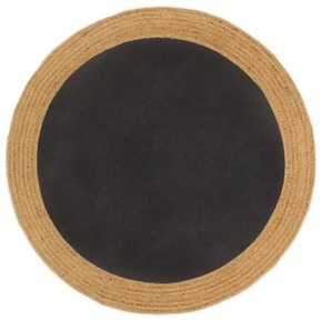 VidaXL Ukrasni tepih pleteni crni-prirodni 150 cm juta i pamuk okrugli