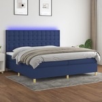 Krevet box spring s madracem LED plavi 200x200 cm od tkanine