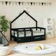 vidaXL Okvir za dječji krevet s ladicama crni 70 x 140 cm od borovine