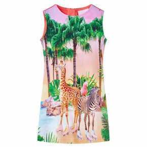 VidaXL Dječja haljina s uzorkom tropskog krajolika i životinja koraljna 92