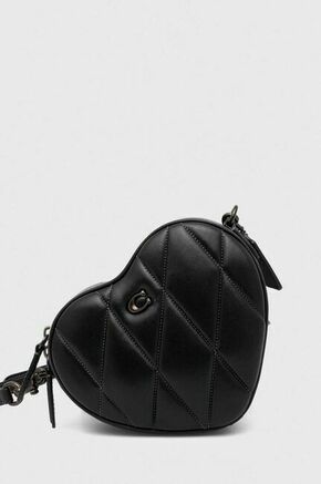 Kožna torba Coach Heart Crossbody boja: crna - crna. Mala torba iz kolekcije Coach. Model na kopčanje