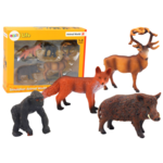 Set of Figurines: Forest Animals, Deer, Boar, Fox, Gorilla