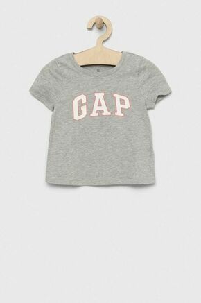 Dječja pamučna majica kratkih rukava GAP boja: siva