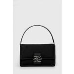 Torba Karl Lagerfeld boja: crna - crna. Srednje veličine torba iz kolekcije Karl Lagerfeld. na kopčanje model izrađen od tekstilnog materijala.