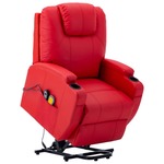 vidaXL Masažna fotelja na podizanje od umjetne kože crvena