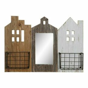 Magazine rack DKD Home Decor White Brown Metal Paolownia wood (57 x 10 x 40 cm)