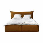 Bračni krevet presvučen oker žutim baršunom s prostorom za odlaganje s letvicom 160x200 cm Jade - Bobochic Paris