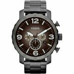 FOSSIL Analogni sat 'NATE' grafit siva / srebro 3462406