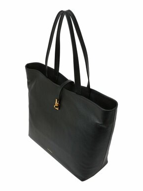 Kožna torba Coccinelle boja: crna - crna. Velika shopper torbica iz kolekcije Coccinelle. Na kopčanje model izrađen od prirodne kože.