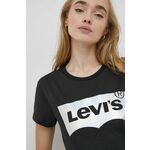 Pamučna majica Levi's boja: crna - crna. Majica kratkih rukava iz kolekcije Levi's. Model izrađen od tanke, lagano elastične pletenine.