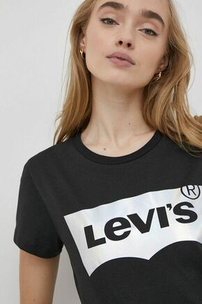 Pamučna majica Levi's boja: crna - crna. Majica kratkih rukava iz kolekcije Levi's. Model izrađen od tanke