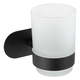 Bijela čaša zidna čaša za četkice za zube s mat crnim držačem od nehrđajućeg čelika Wenko Uno Bosio Turbo-Loc®