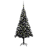 vidaXL Umjetno božićno drvce LED s kuglicama crno 240 cm PVC
