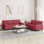 vidaXL 2-dijelni set sofa crvena boja vina od umjetne kože