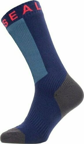 Sealskinz Waterproof Warm Weather Mid Length Sock With Hydrostop Navy Blue/Grey/Red S Biciklistički čarape