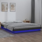 vidaXL LED okvir za krevet sivi 160 x 200 cm od masivnog drva