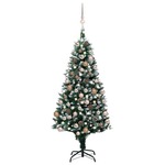 Umjetno osvijetljeno božićno drvce s kuglicama i šiškama 150 cm