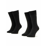Set od 2 para muških visokih čarapa Tommy Hilfiger 100001496 Black 200