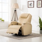 vidaXL Električna podesiva fotelja za masažu od umjetne kože krem