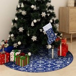 vidaXL Luksuzna podloga za božićno drvce s čarapom plava 150cm tkanina