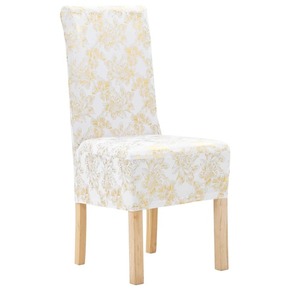 vidaXL Navlake za stolice 6 kom rastezljive bijele sa zlatnim uzorkom