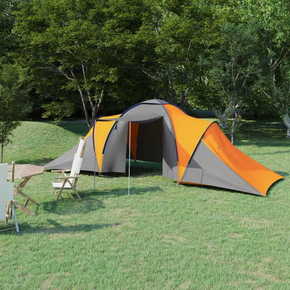 VidaXL Šator za kampiranje za 6 osoba sivo-narančasti