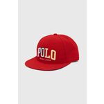 Kapa sa šiltom Polo Ralph Lauren boja: crvena, s aplikacijom - crvena. Kapa s šiltom u stilu baseball iz kolekcije Polo Ralph Lauren. Model izrađen od materijala s aplikacijom.