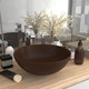 vidaXL Kupaonski umivaonik od keramike tamnosmeđi okrugli