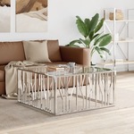 Stolić za kavu 100 x 100 x 50 cm od nehrđajućeg čelika i stakla