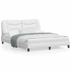 VidaXL Okvir kreveta s LED svjetlima bijeli 160x200 cm od umjetne kože