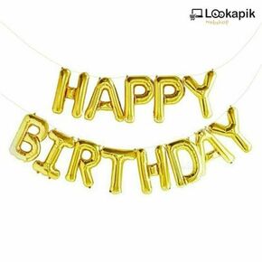 Baloni s natpisom Happy Birthday - Zlatna