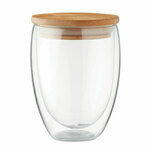 AtmoWood Dvoslojna čaša s poklopcem od bambusa - 350 ml