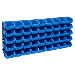 VidaXL 48-dijelni set kutija za pohranu sa zidnim pločama plavo-crni