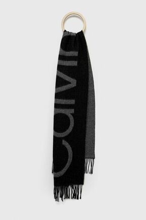 Kratki vuneni šal Calvin Klein boja: crna
