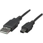 Manhattan USB kabel USB 2.0 USB-A utikač, USB-Mini-B utikač 1.80 m crna pozlaćeni kontakti, ul certificiran