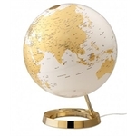 Tecnodidattica - Globus Metal Gold, 30 cm, sa svjetlom, engleski