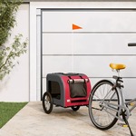 Prikolica za bicikl za pse crveno-siva od tkanine i željeza