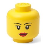 Žuta kutija za pohranu u obliku glave LEGO® girl, 10.5 x 10.6 x 12 cm