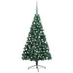 vidaXL Umjetna polovica božićnog drvca LED s kuglicama zelena 180 cm