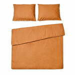 Terakota narančasta posteljina na bračnom krevetu od kamenopranog pamuka Le Bonom, 200 x 220 cm