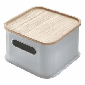 Siva kutija za pohranu s poklopcem od drveta paulovnije iDesign Eco Handled