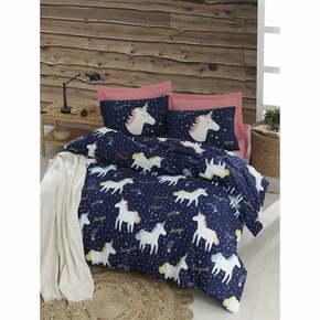 Posteljina s bračnim krevetom Eponj Home Magic Unicorn Dark Blue