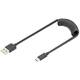 Digitus USB kabel USB 2.0 USB-A utikač, USB-C® utikač 1.00 m crna utikač primjenjiv s obje strane, dvostruko zaštićen, fleksibilan, spiralni kabel AK-300430-006-S