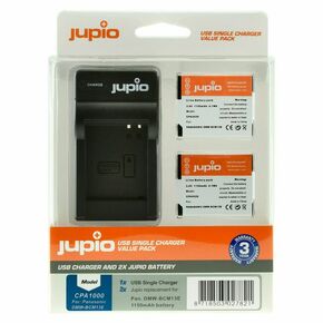 Jupio KIT 2x Battery DMW-BCM13E 1150mAh + USB Single Charger komplet punjač i dvije baterije za Panasonic DMW-BCM13 BCM13 DMC-TZ41 DMC-TS5 DMC-FT5 DMC-ZS30 DMC-TZ40 CPA1000