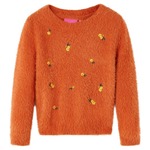 vidaXL Dječji džemper pleteni tamnonarančasti 104