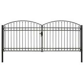 VidaXL Dvostruka vrata za ogradu s lučnim vrhom čelik 400x175 cm crna